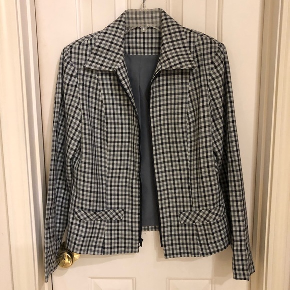 None Jackets & Blazers - Retro jacket, grey, black, cream, zip front, Sz 6